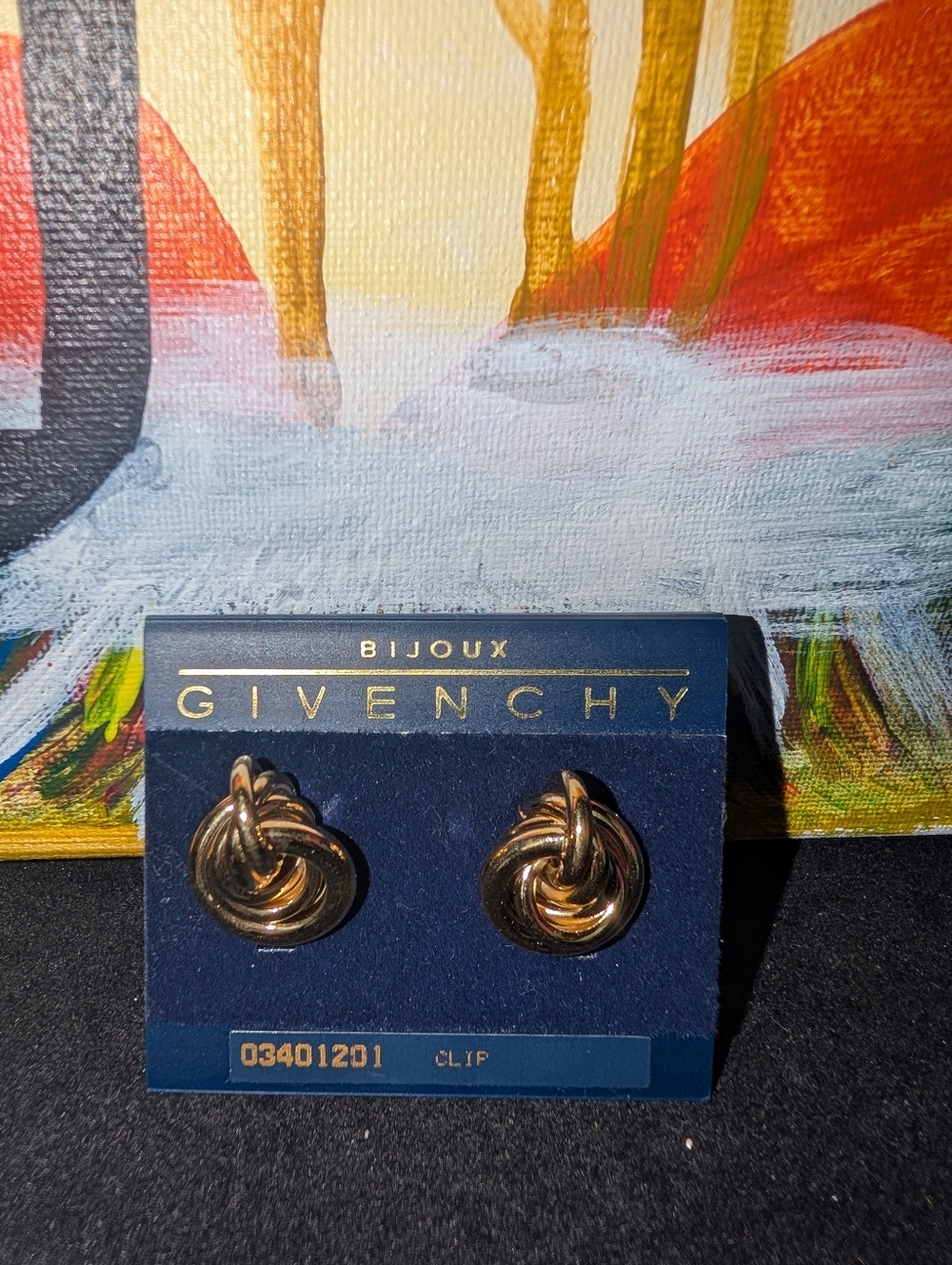 Givenchy Gold Twisted Knot Clip-On Earrings
